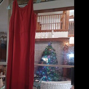 Russ Berens Women's 100% Linen Long Summer Dress L Red